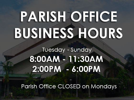 Parish Office Closed on Mondays