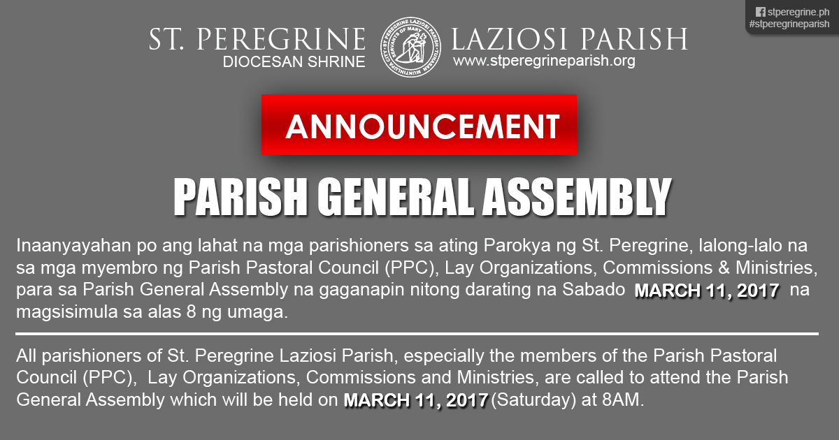 Parish General Assembly March 11, 2017