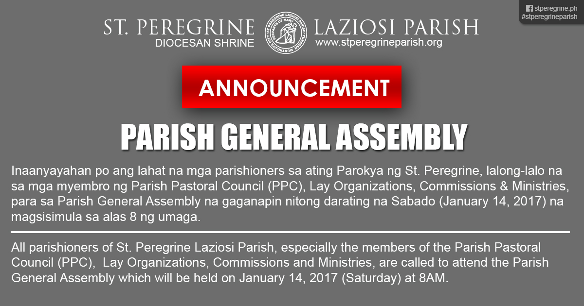 Parish General Assembly – January 14, 2017